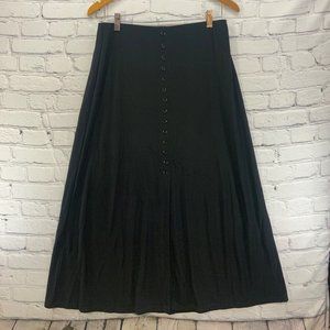 Briggs New York Black Skirt Buttons Long Modest Womens Sz L